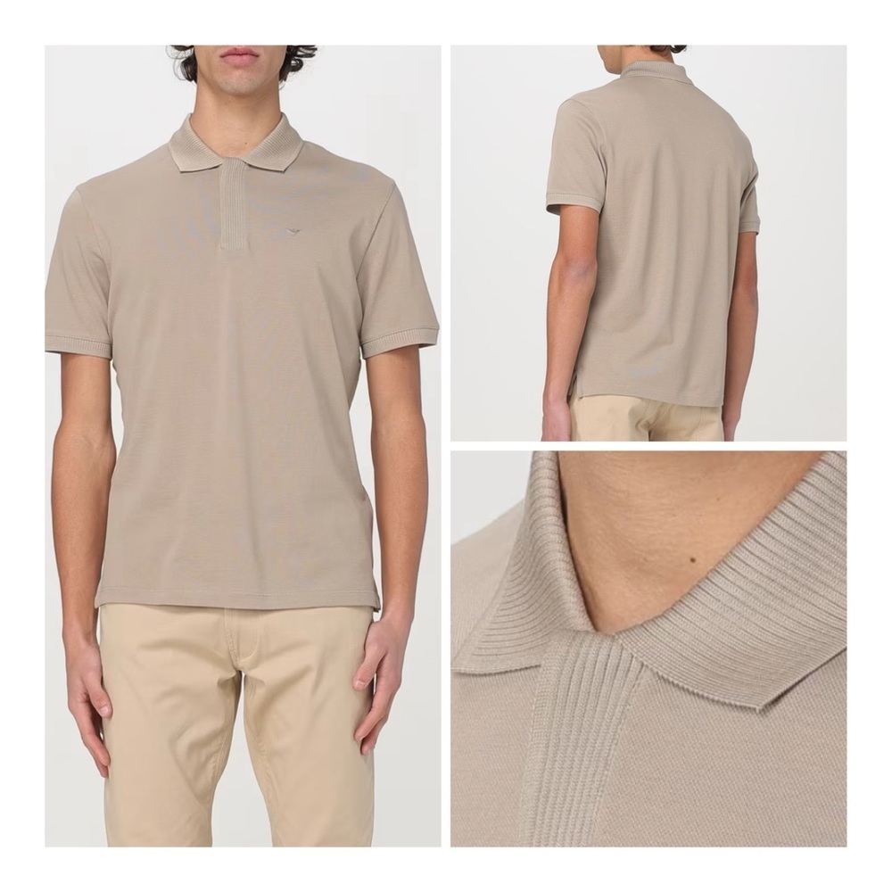 Emporio Armani Taupe Polo T-Shirt Shirt Sleeve NEW